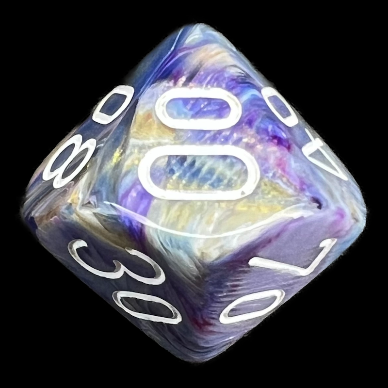 Chessex Festive Carousel & White Percentile Dice