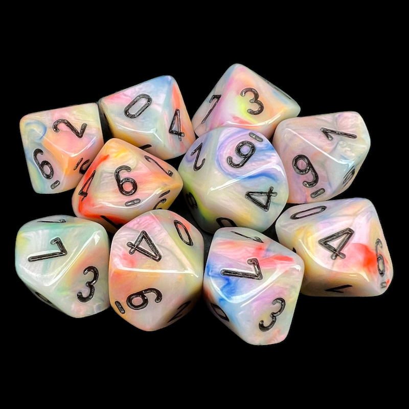 Chessex Festive Circus & Black 10 x D10 Dice Set