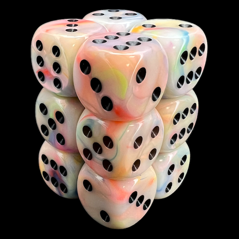 Chessex Festive Circus & Black 12 x D6 Dice Set