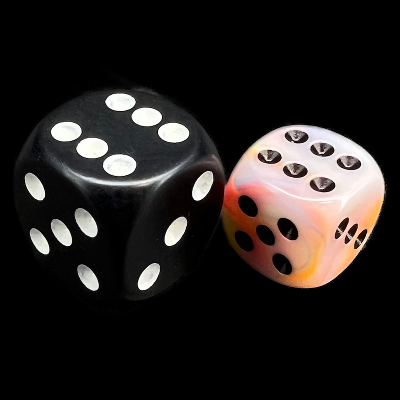 Chessex Festive Circus & Black 12mm D6 Spot Dice