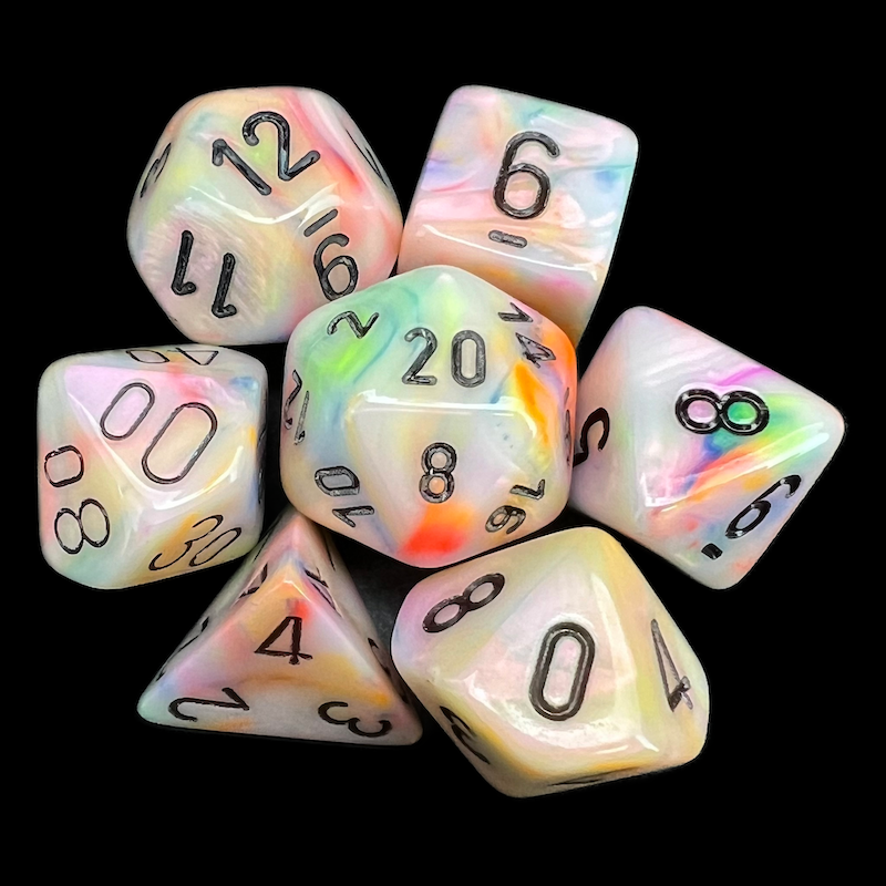 Chessex Festive Circus & Black 7 Dice Polyset