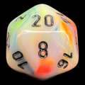 Chessex Festive Circus & Black D20 Dice
