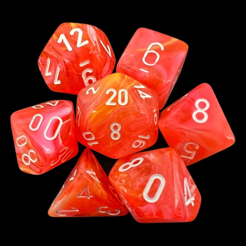 Chessex Festive Dahlia & White 7 Dice Polyset