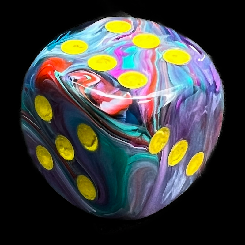 Chessex Festive Mosaic & Yellow 16mm D6 Spot Dice