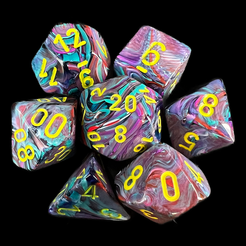 Chessex Festive Mosaic & Yellow 7 Dice Polyset