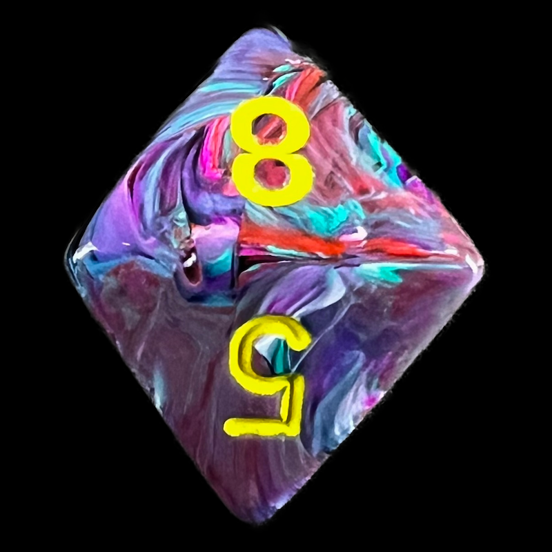 Chessex Festive Mosaic & Yellow D8 Dice