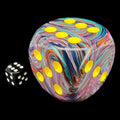 Chessex Festive Mosaic & Yellow MASSIVE 50mm D6 Spot Dice