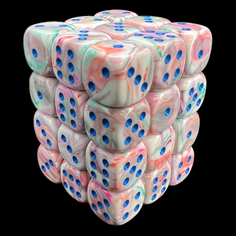Chessex Festive Pop Art & Blue 36 x D6 Dice Set