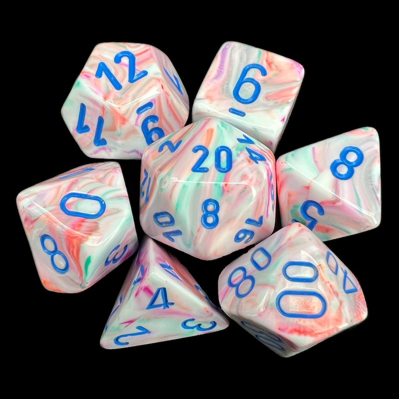 Chessex Festive Pop Art & Blue 7 Dice Polyset