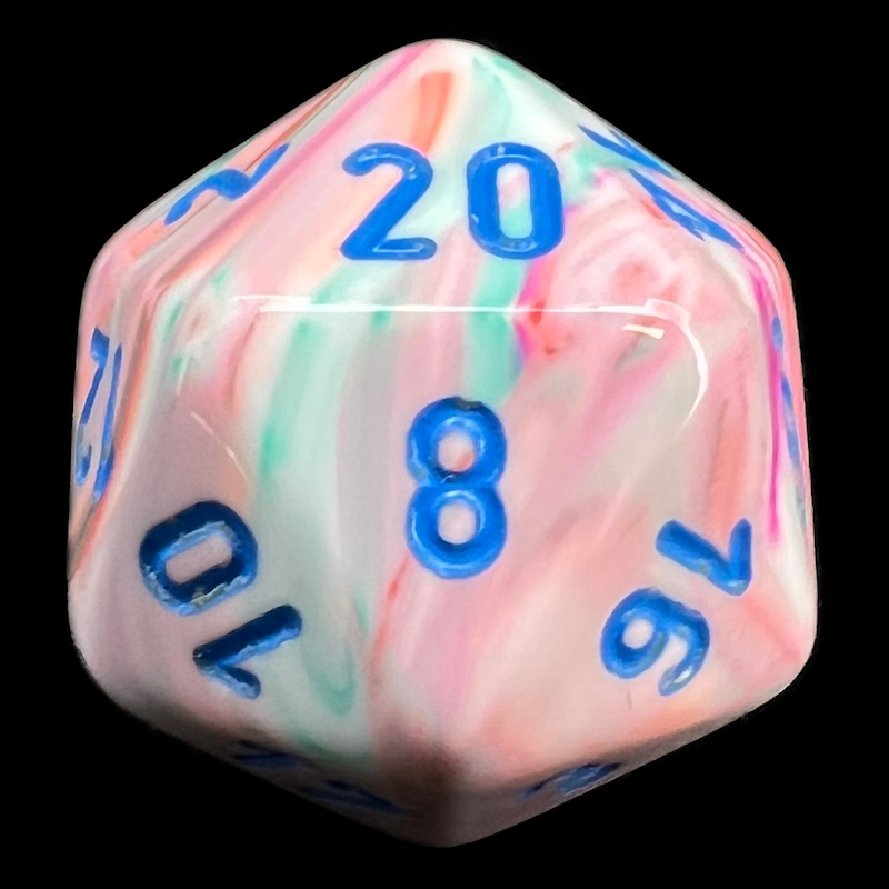 Chessex Festive Pop Art & Blue D20 Dice