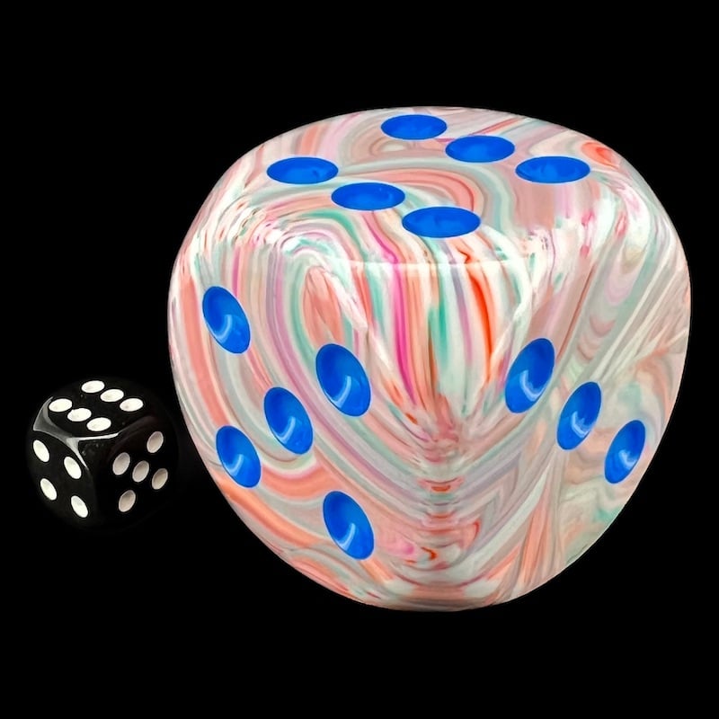 Chessex Festive Pop Art & Blue MASSIVE 50mm D6 Spot Dice