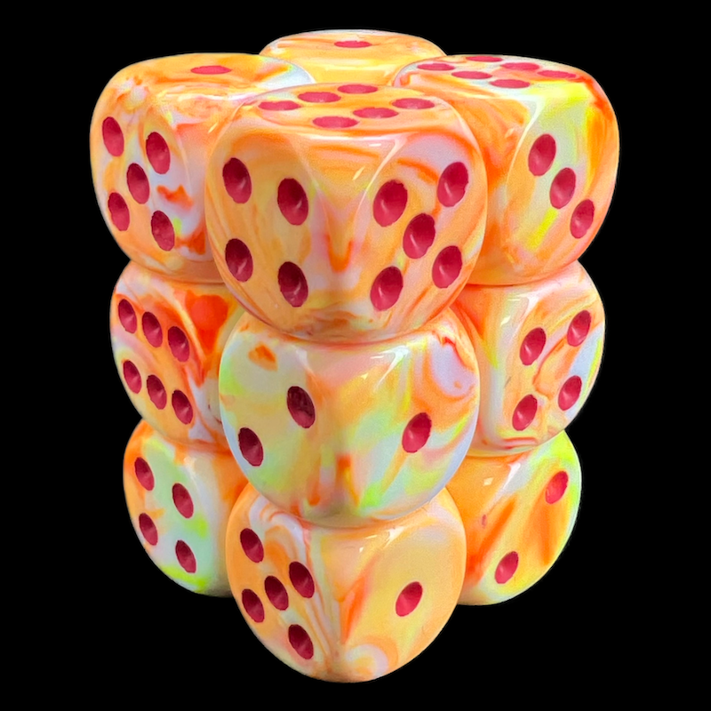 Chessex Festive Sunburst & Red 12 x D6 Dice Set