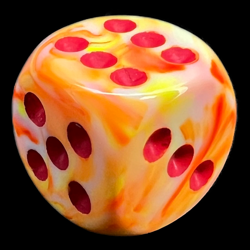 Chessex Festive Sunburst & Red 16mm D6 Spot Dice