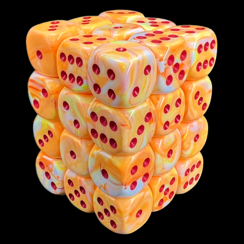 Chessex Festive Sunburst & Red 36 x D6 Dice Set