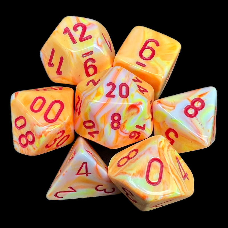 Chessex Festive Sunburst & Red 7 Dice Polyset
