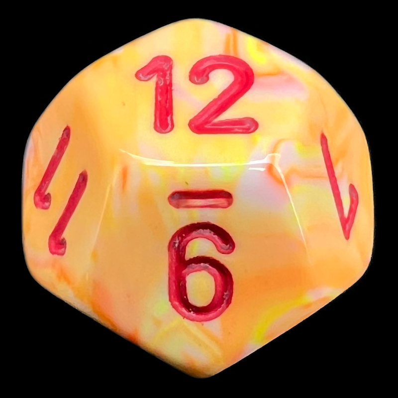 Chessex Festive Sunburst & Red D12 Dice