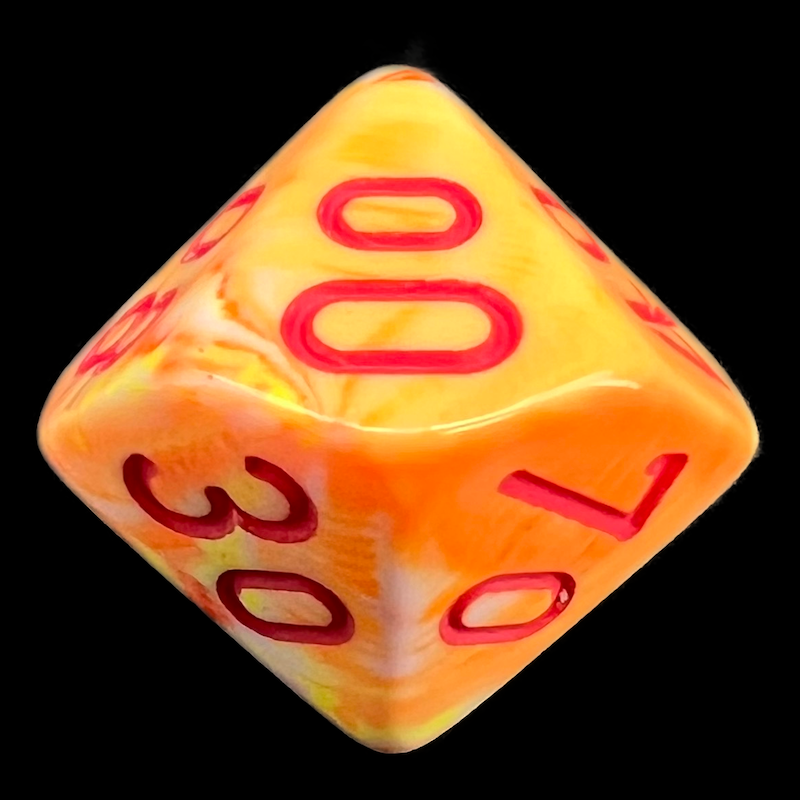 Chessex Festive Sunburst & Red Percentile Dice