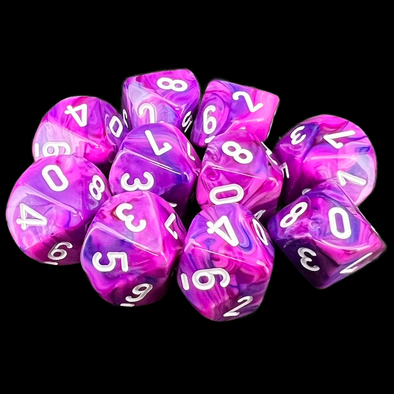 Chessex Festive Violet & White 10 x D10 Dice Set