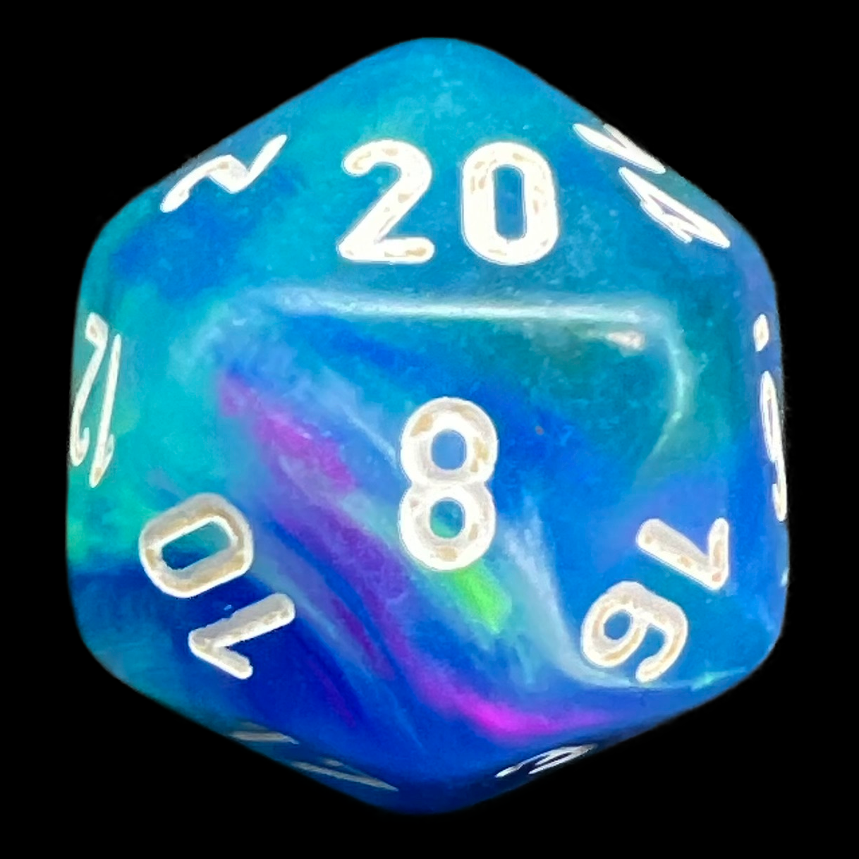 Chessex Festive Waterlily & White D20 Dice