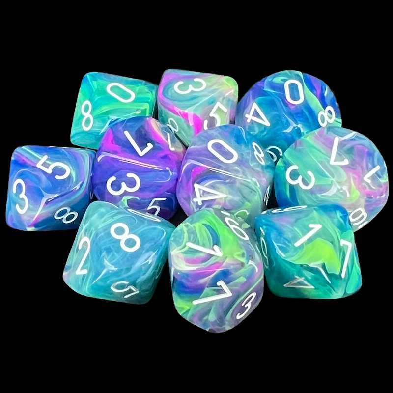 Chessex Festive Waterlily & White 10 x D10 Dice Set