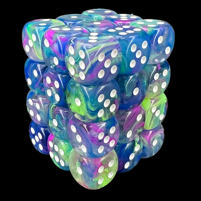 Chessex Festive Waterlily & White 36 x D6 Dice Set