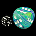 Chessex Festive Waterlily & White BIG 30mm D6 Spot Dice