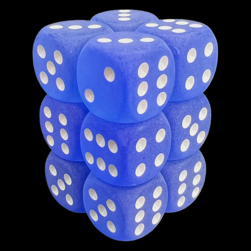Chessex Frosted Blue & White 12 x D6 Dice Set
