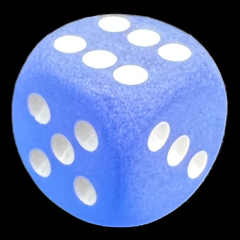 Chessex Frosted Blue & White 16mm D6 Spot Dice