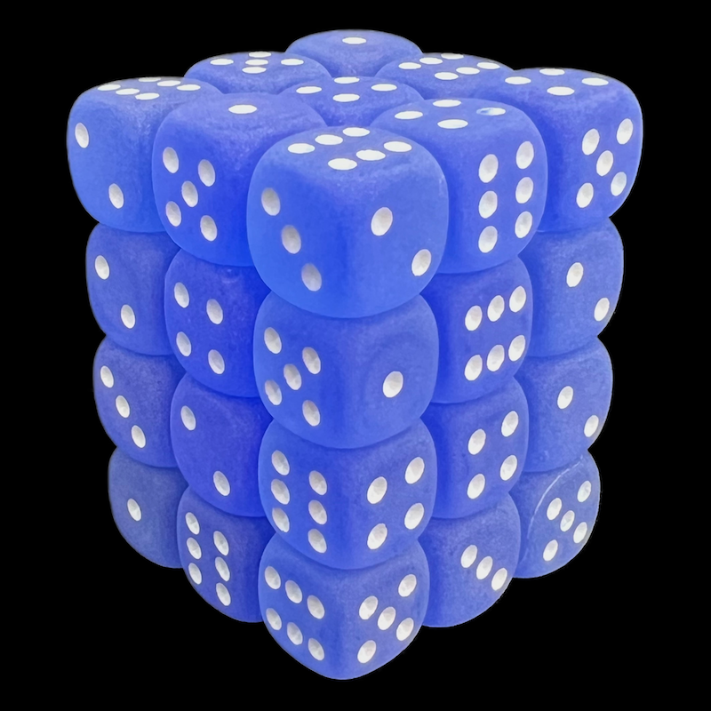 Chessex Frosted Blue & White 36 x D6 Dice Set