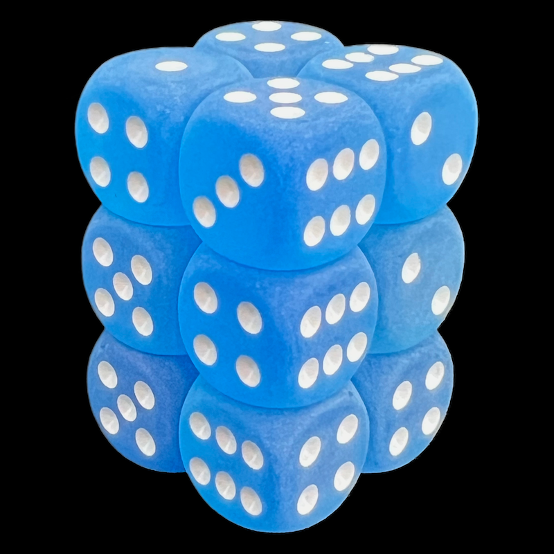 Chessex Frosted Caribbean Blue & White 12 x D6 Dice Set