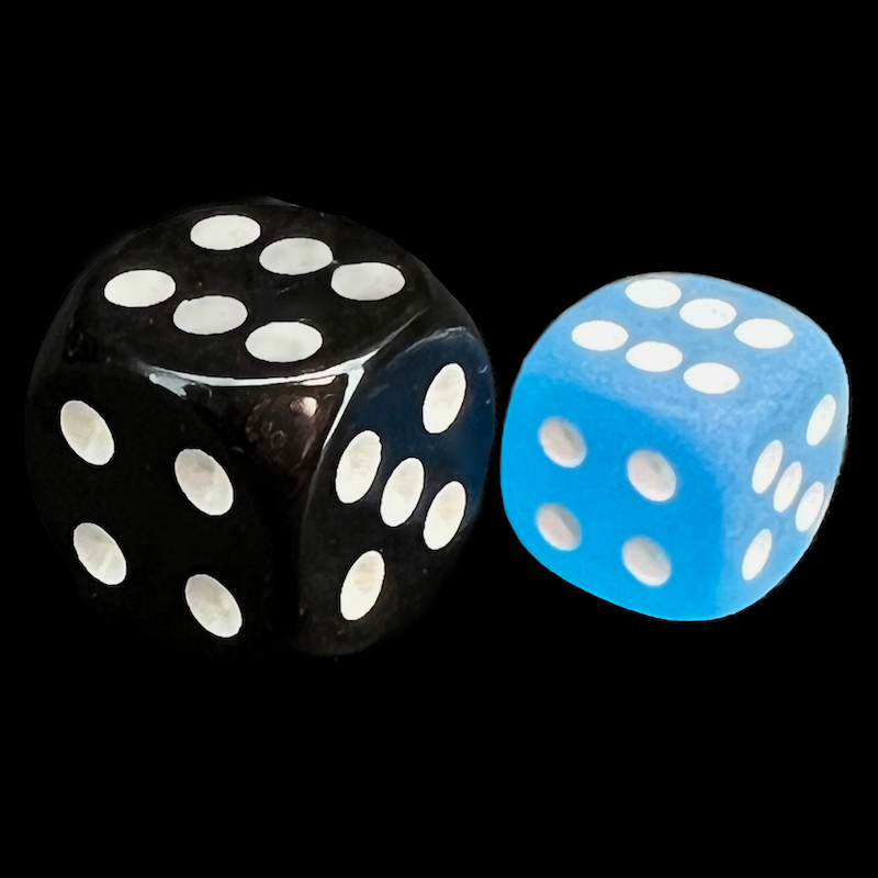 Chessex Frosted Caribbean Blue & White 12mm D6 Spot Dice