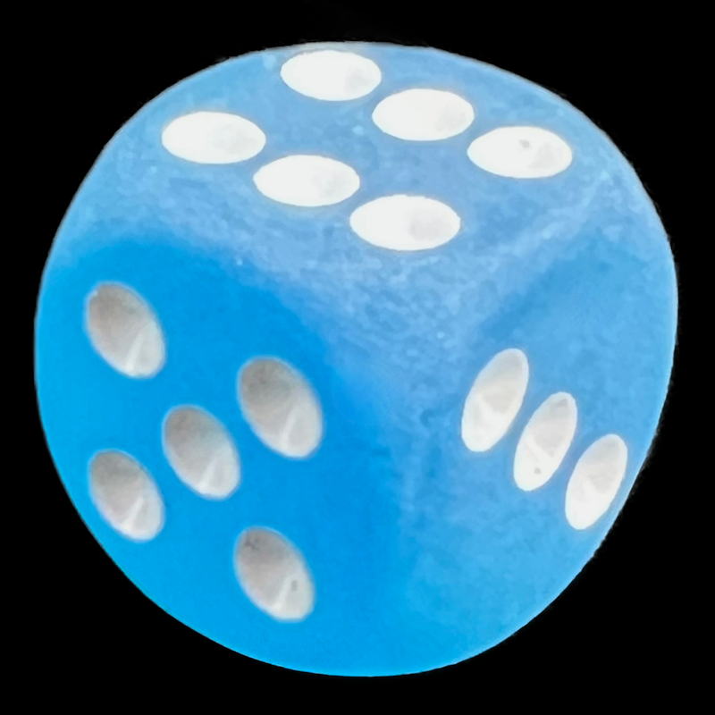 Chessex Frosted Caribbean Blue & White 16mm D6 Spot Dice