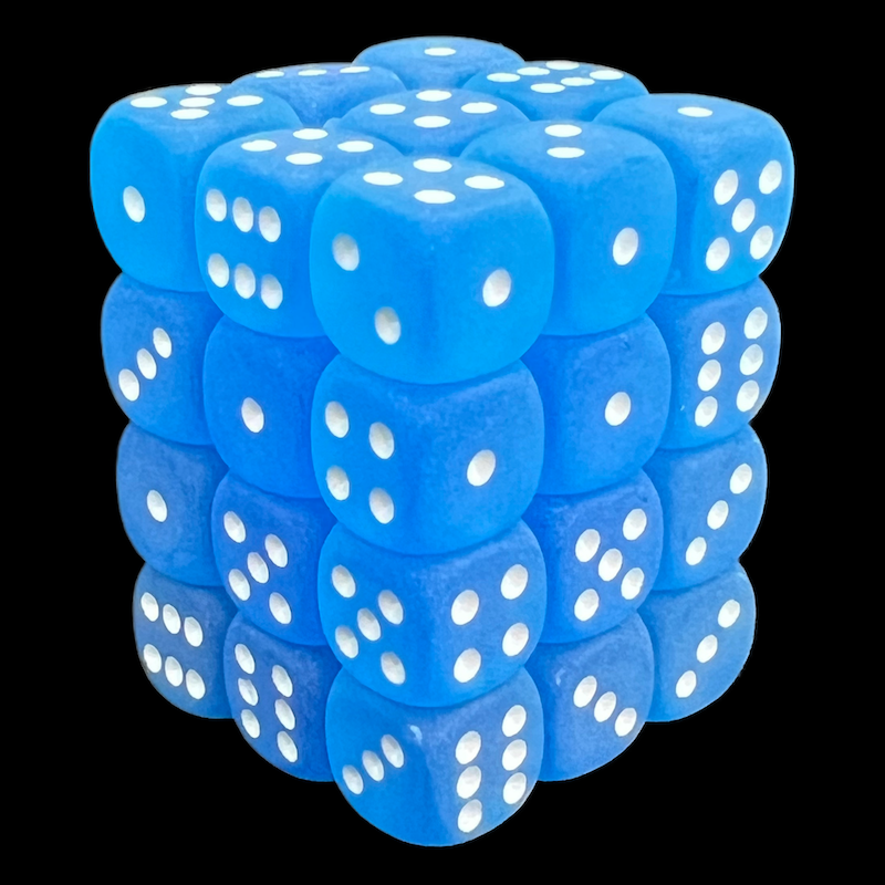 Chessex Frosted Caribbean Blue & White 36 x D6 Dice Set