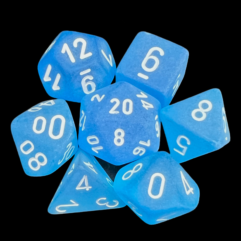 Chessex Frosted Caribbean Blue & White 7 Dice Polyset