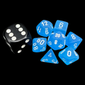 Chessex Frosted Caribbean Blue & White MINI-HEDRAL 7 Dice Polyset with Dice Cube
