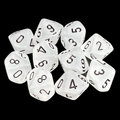 Chessex Frosted Clear & Black 10 x D10 Dice Set