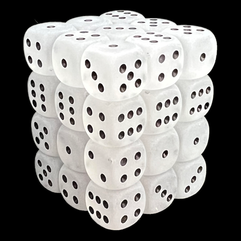 Chessex Frosted Clear & Black 36 x D6 Dice Set