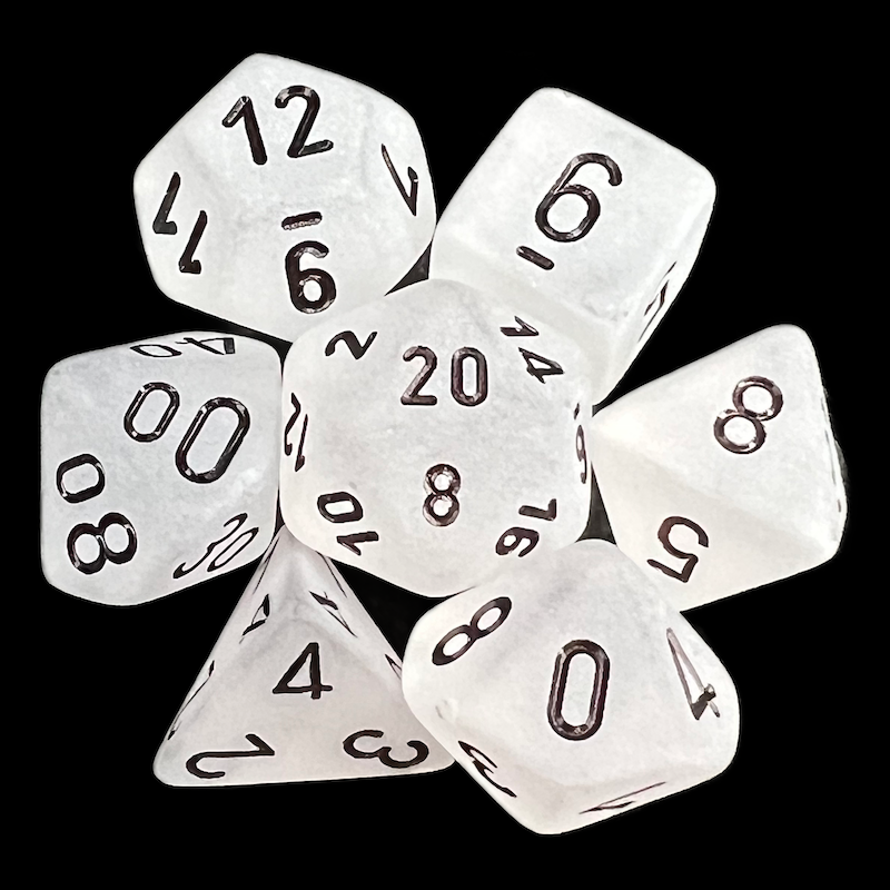 Chessex Frosted Clear & Black 7 Dice Polyset