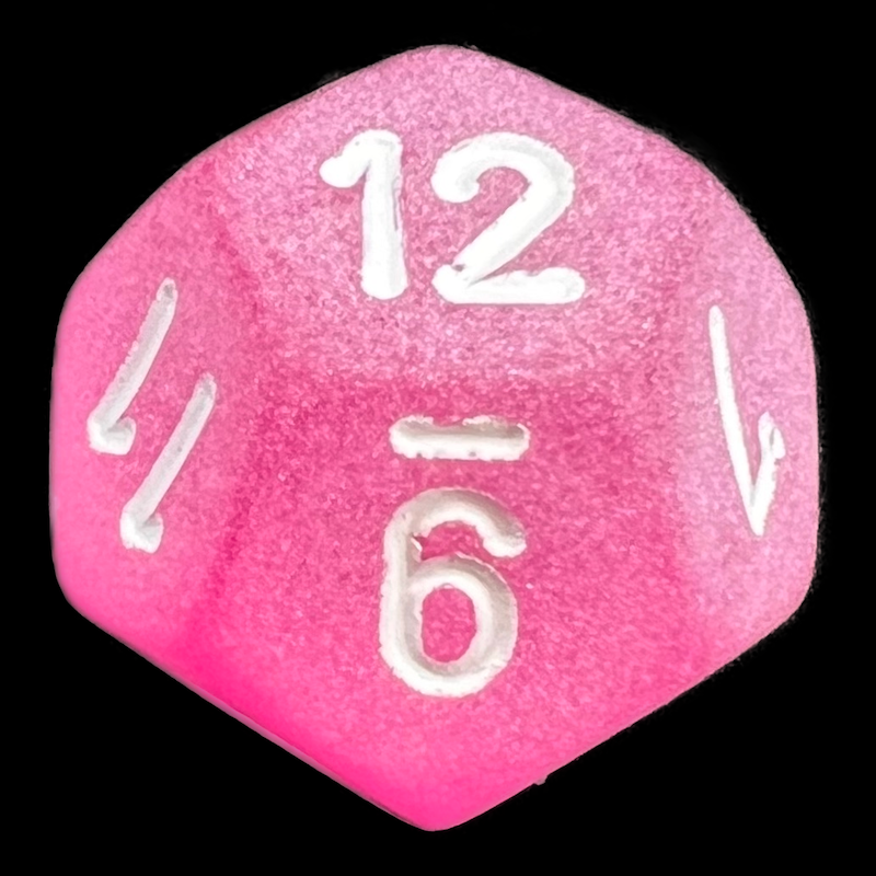 Chessex Frosted Pink & White D12 Dice - Discontinued