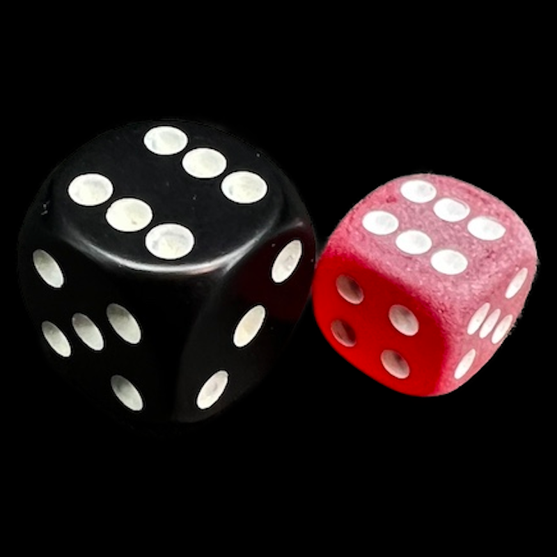 Chessex Frosted Red &amp; White 12mm D6 Spot Dice - Discontinued