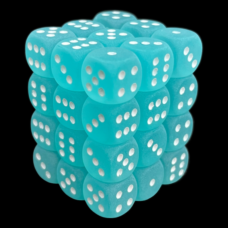 Chessex Frosted Teal & White 36 x D6 Dice Set