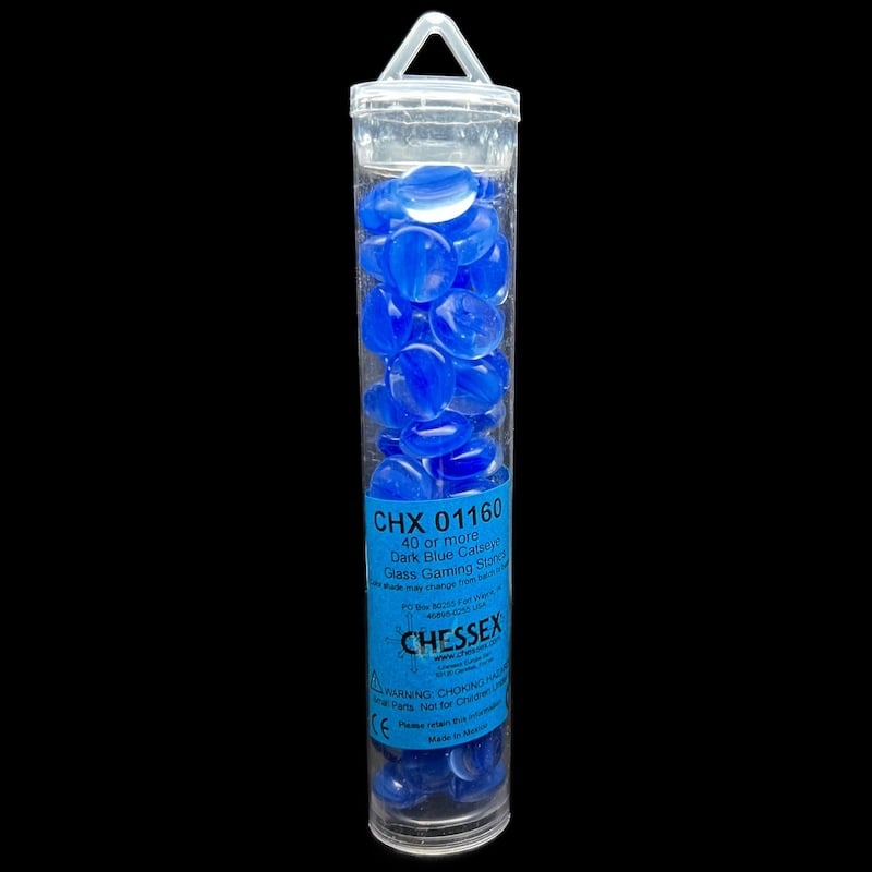 Chessex Cats Eye Dark Blue Glass Gaming Stones