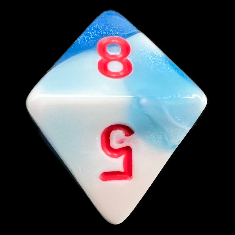 Chessex Gemini Astral Blue & White D8 Dice - Discontinued