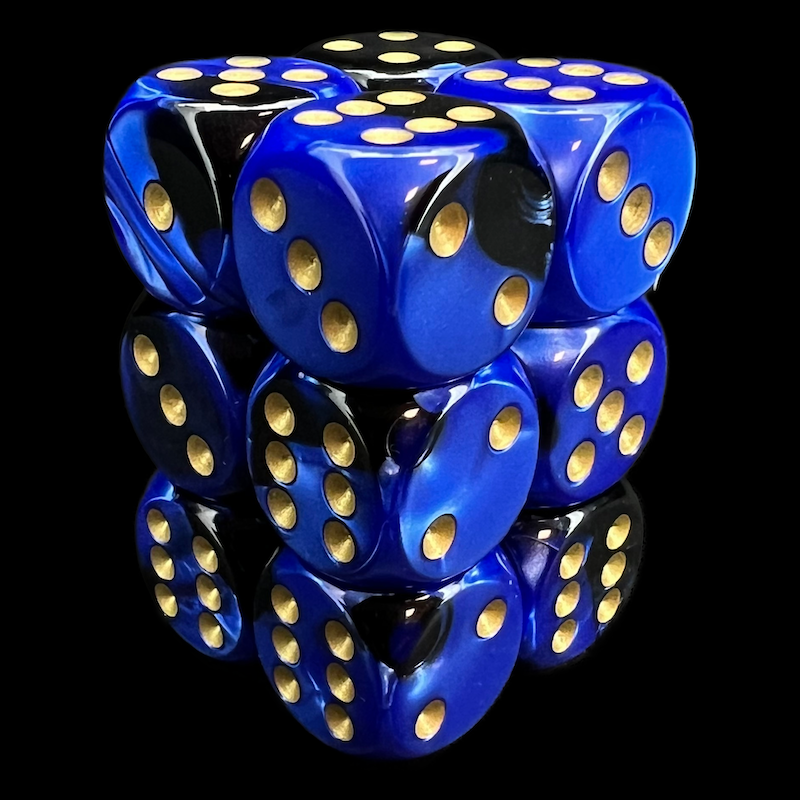 Chessex Gemini Black & Blue 12 x D6 Dice Set