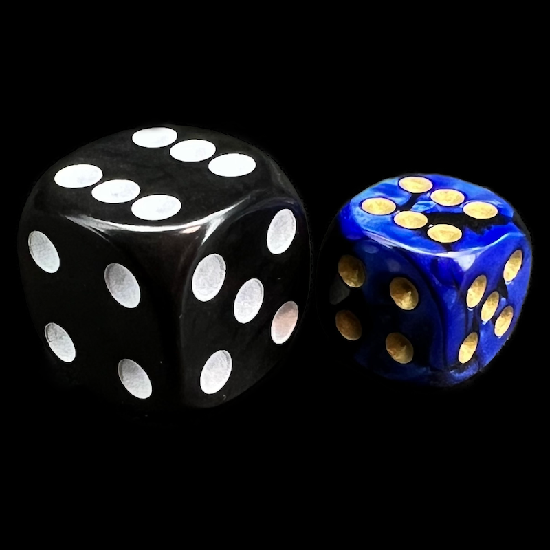 Chessex Gemini Black & Blue 12mm D6 Spot Dice