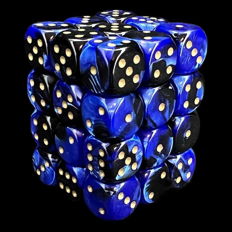 Chessex Gemini Black & Blue 36 x D6 Dice Set