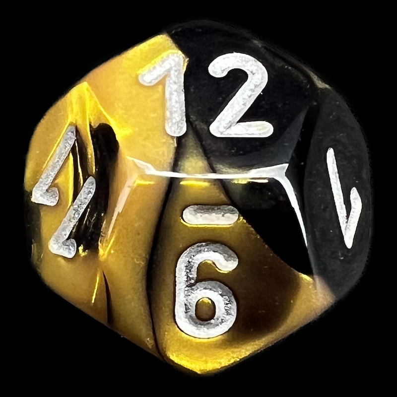 Chessex Gemini Black & Gold D12 Dice - Discontinued