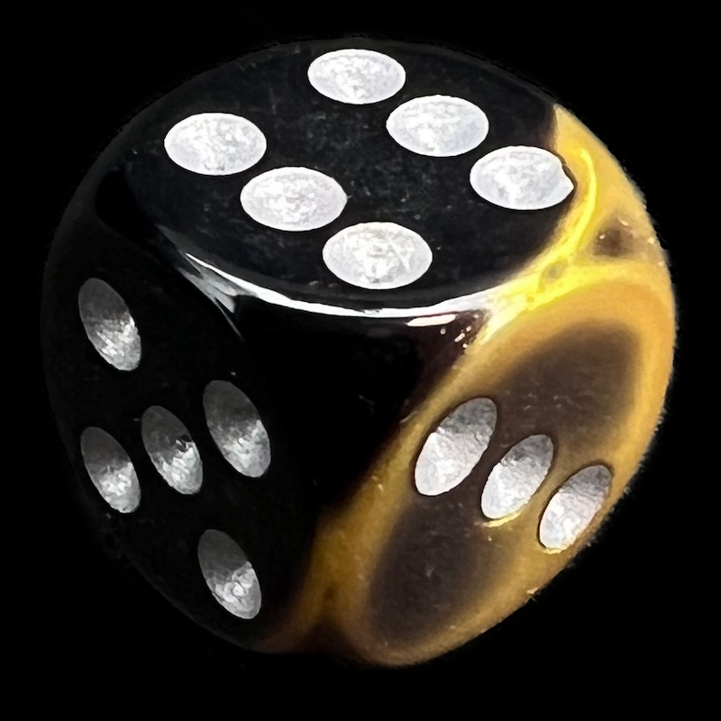 Chessex Gemini Black & Gold 16mm D6 Spot Dice - Discontinued