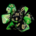 Chessex Gemini Black & Green 7 Dice Polyset