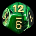 Chessex Gemini Black & Green D12 Dice